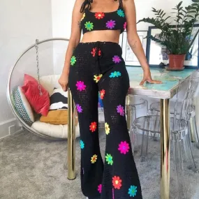 Knitted Crochet Flared Pants