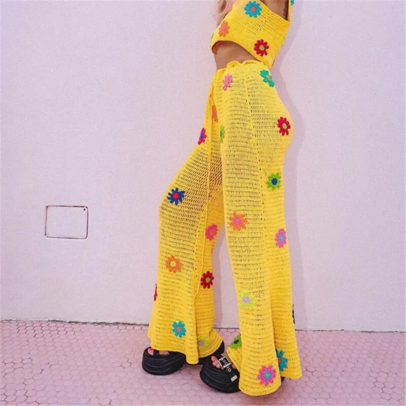 Knitted Crochet Flared Pants
