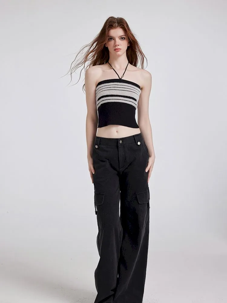Knitted Short Halter Vest