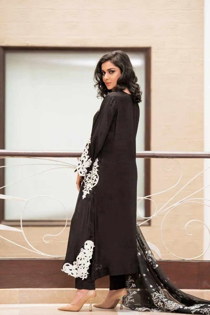 Kuli Jume - Chantilly Midnight - Black & White - Silk - 3 Piece