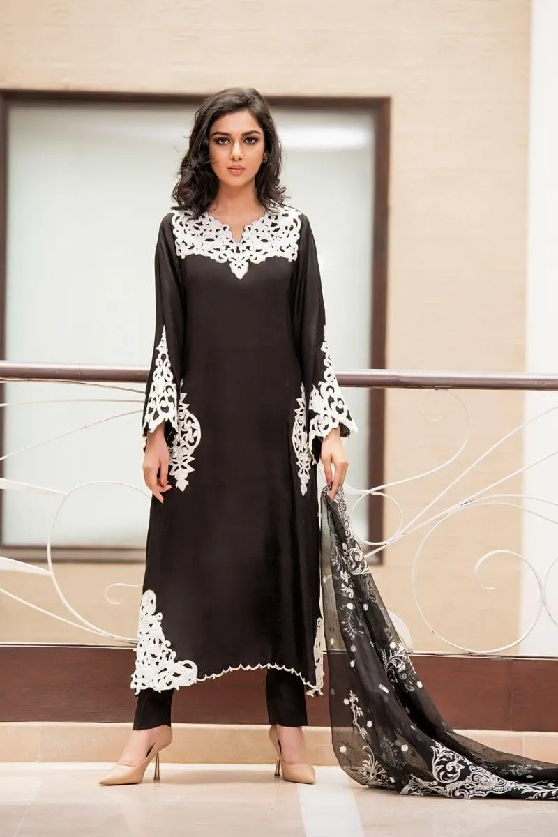 Kuli Jume - Chantilly Midnight - Black & White - Silk - 3 Piece