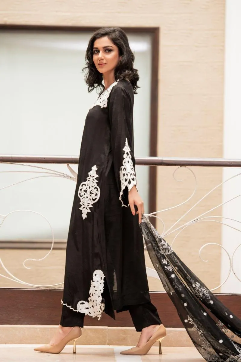Kuli Jume - Chantilly Midnight - Black & White - Silk - 3 Piece