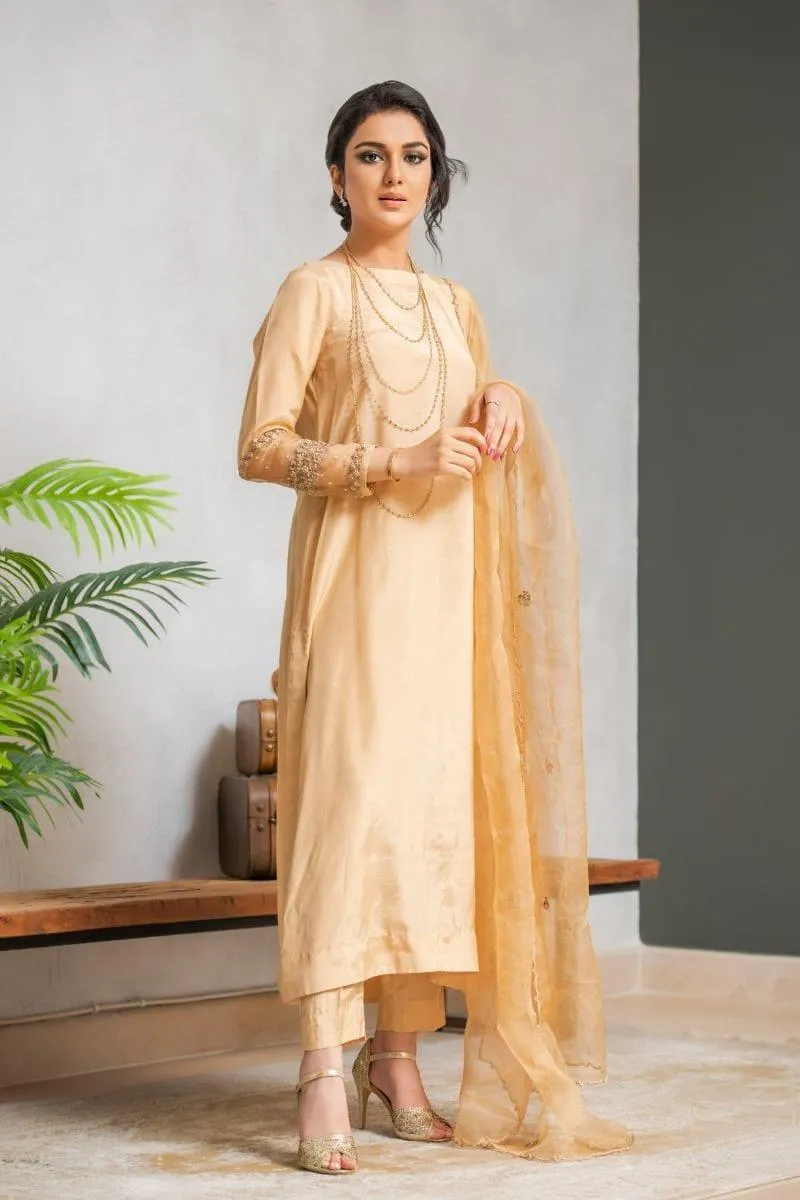 Kuli Jume - Gold Dahlia - Dull Gold - Silk - 3 Piece