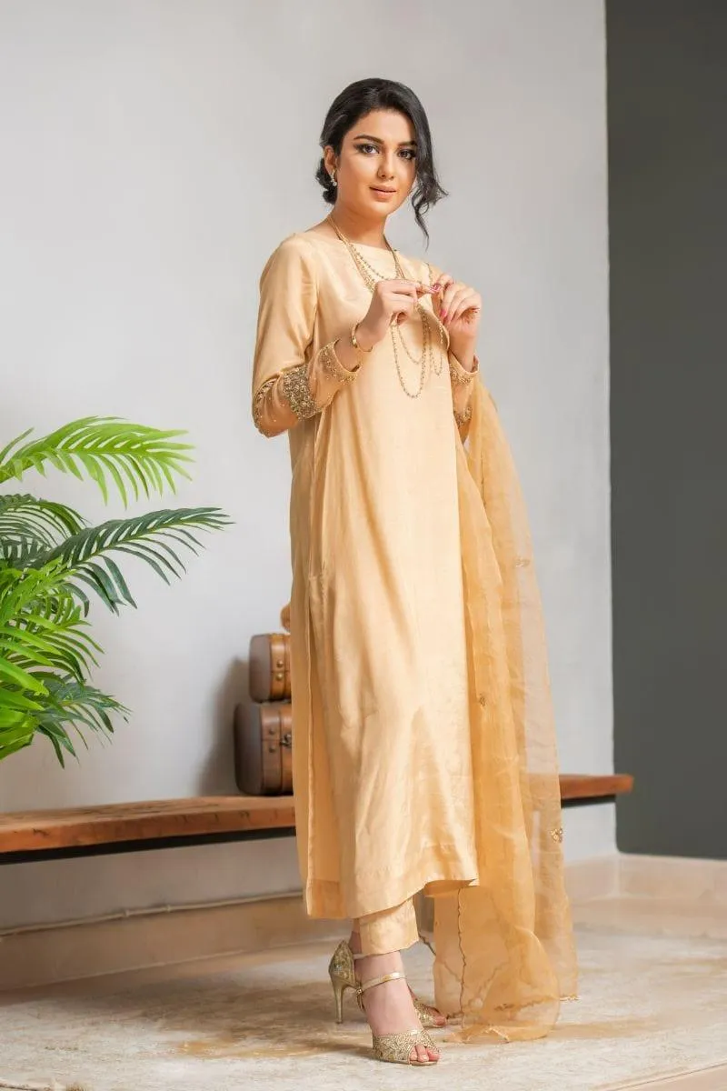 Kuli Jume - Gold Dahlia - Dull Gold - Silk - 3 Piece