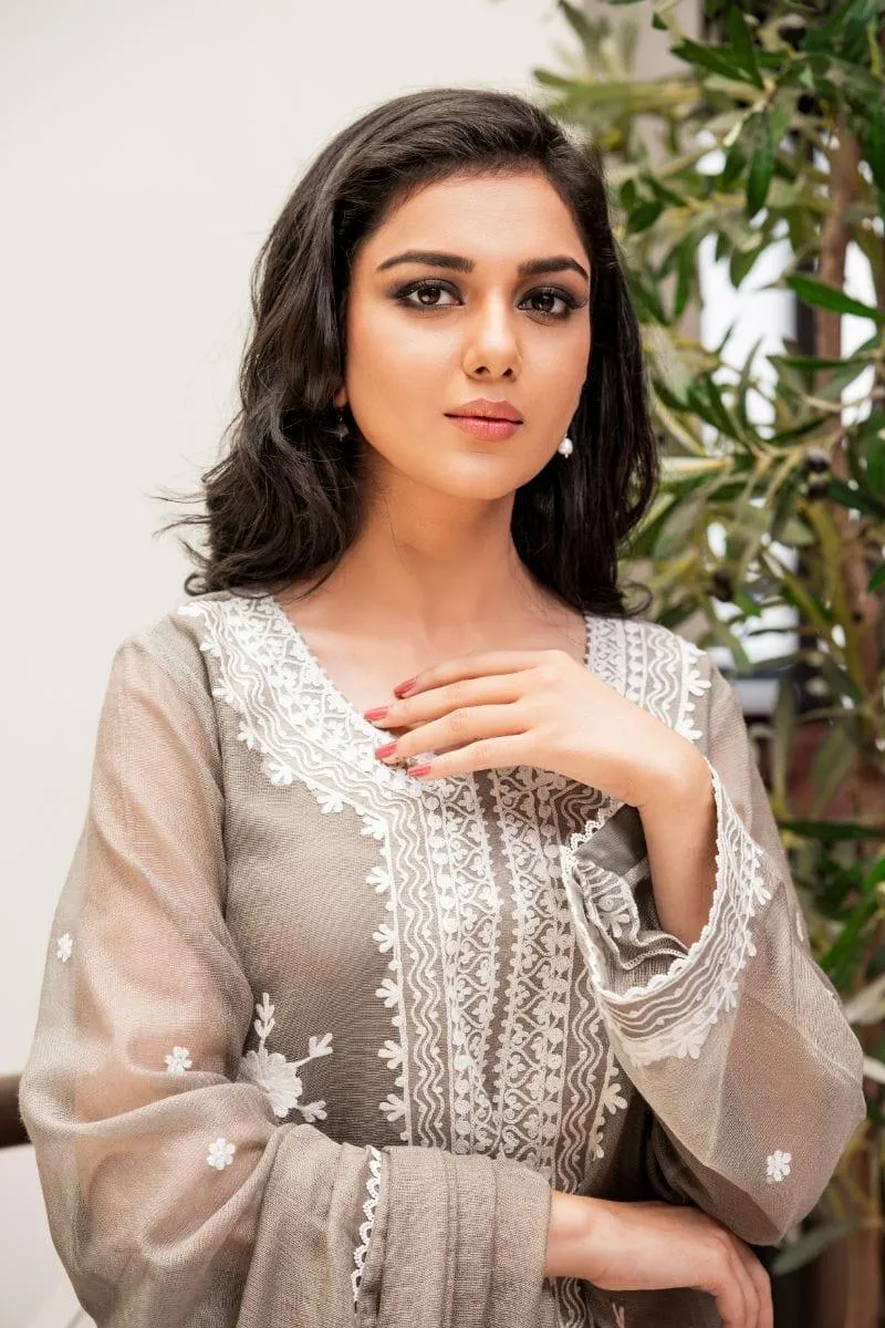 Kuli Jume - Pastel Khamak - Grey & Cream - Silk - 3 Piece