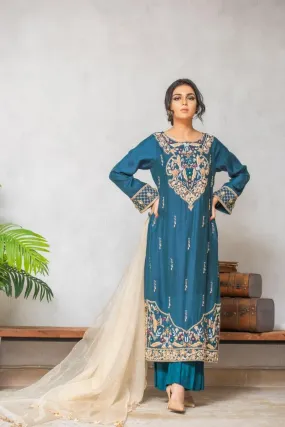 Kuli Jume - Teal Fantasy - Turquoise - Silk - 3 Piece