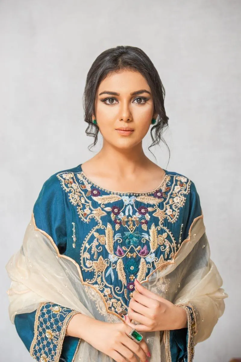 Kuli Jume - Teal Fantasy - Turquoise - Silk - 3 Piece