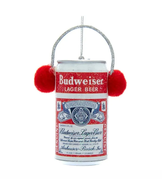 Kurt Adler Budwiser Can With Ear Muffs Ornament