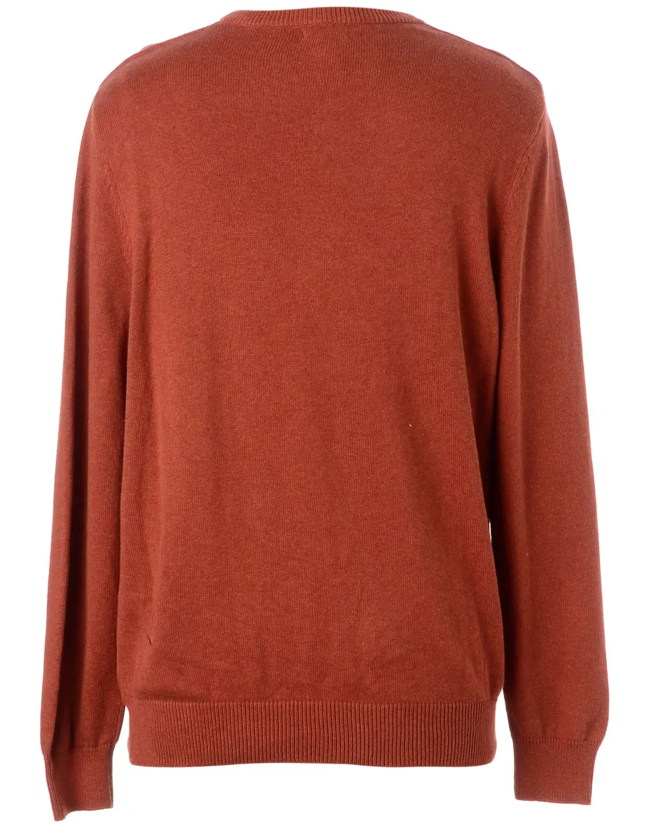 Label Brown Zip Front Knitted Jumper