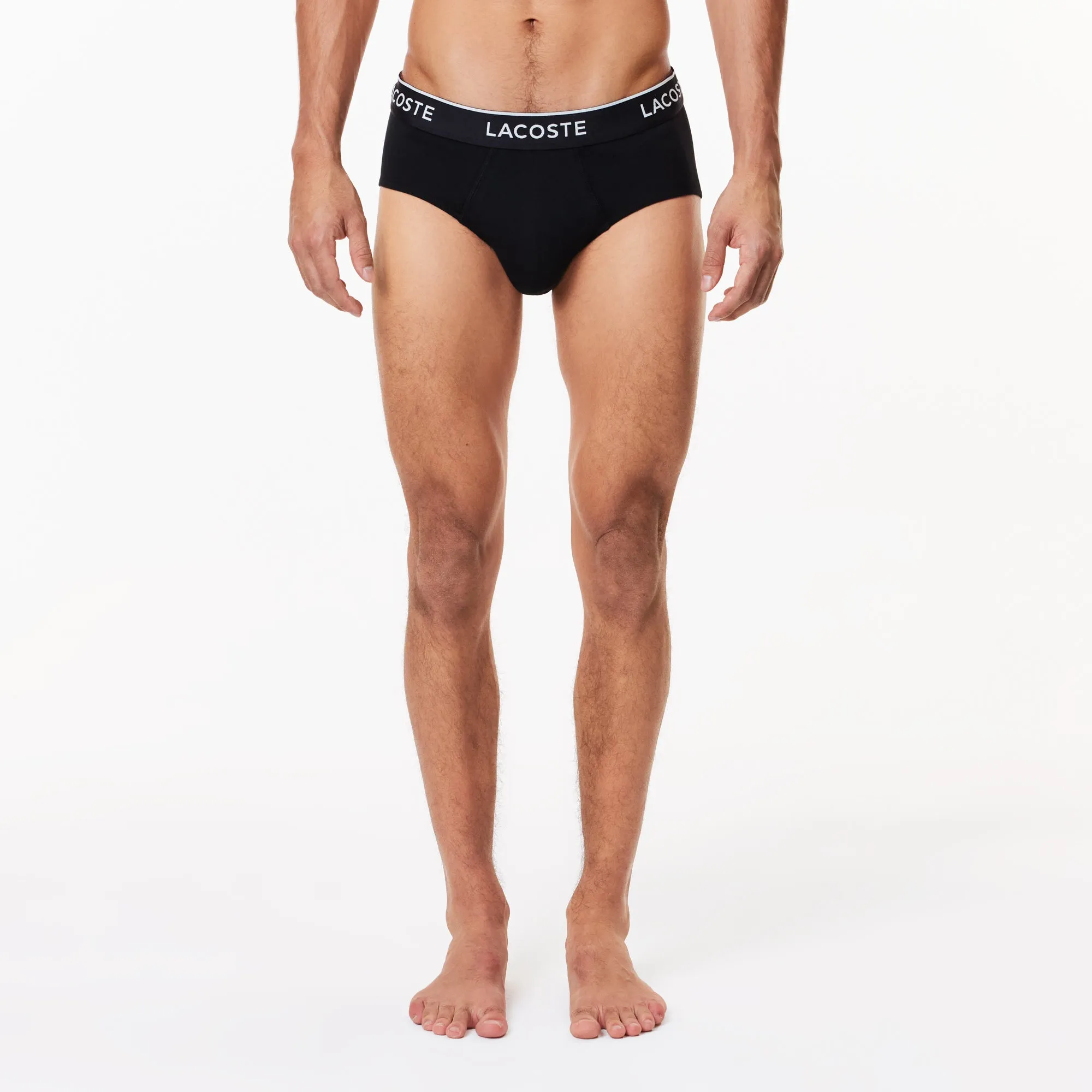 Lacoste Cotton Stretch Brief 3 Pack - Black/White/Silver Chine