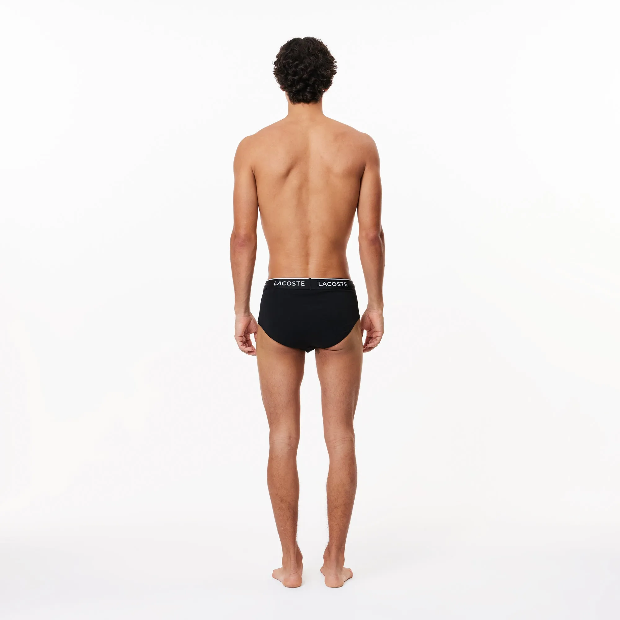 Lacoste Cotton Stretch Brief 3 Pack - Black/White/Silver Chine
