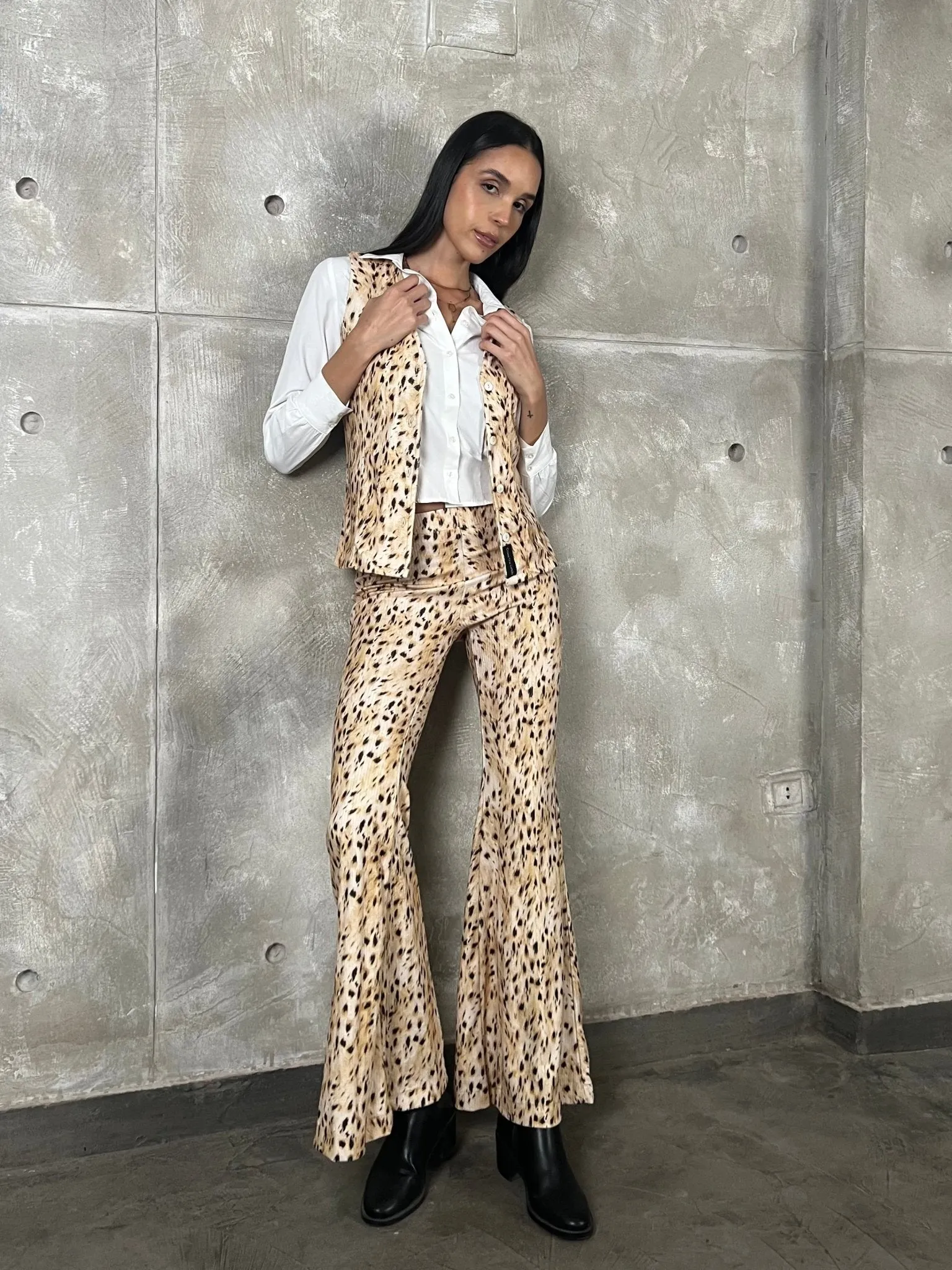 Leopard Flared Corduroy Pants