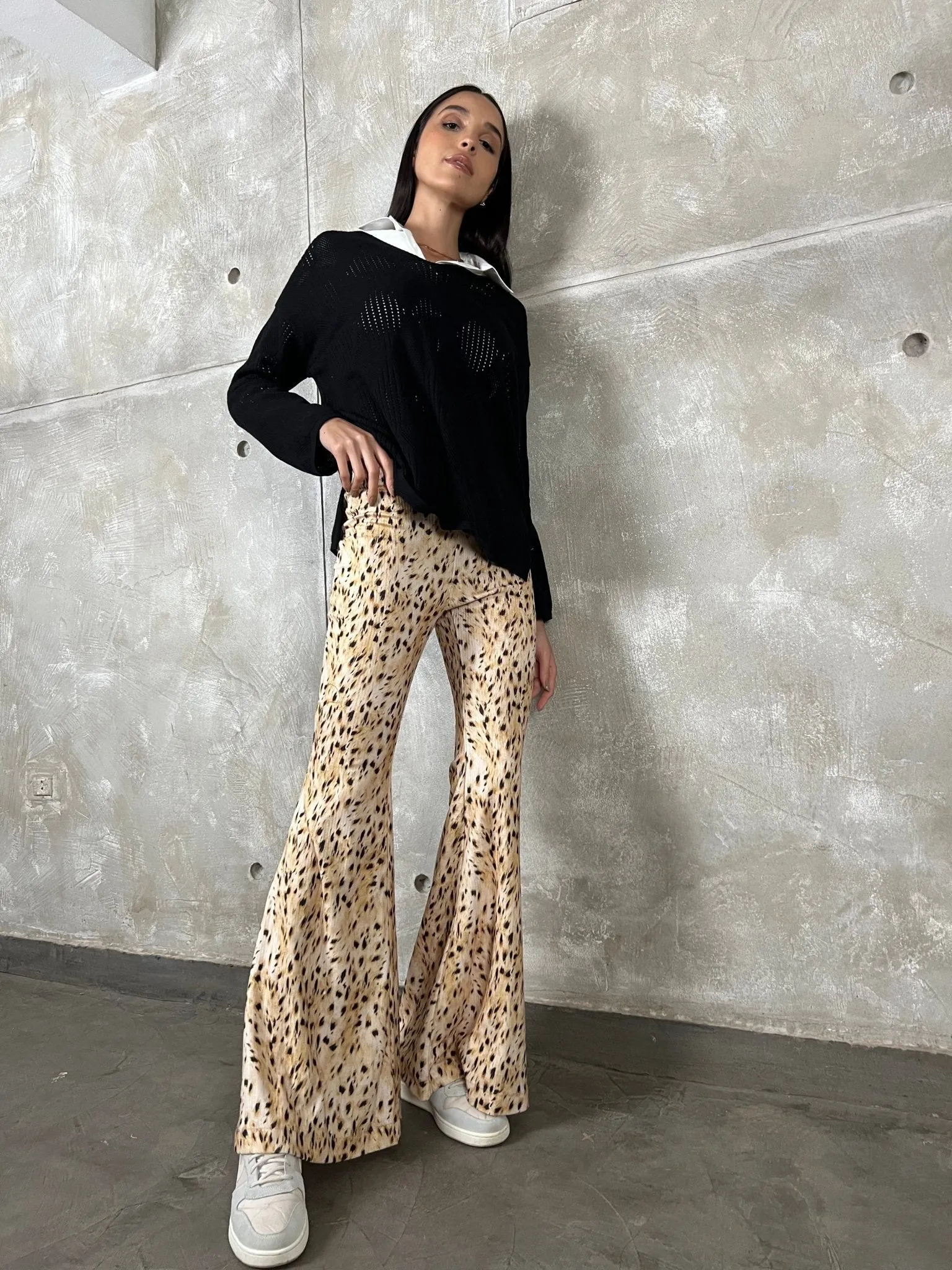 Leopard Flared Corduroy Pants