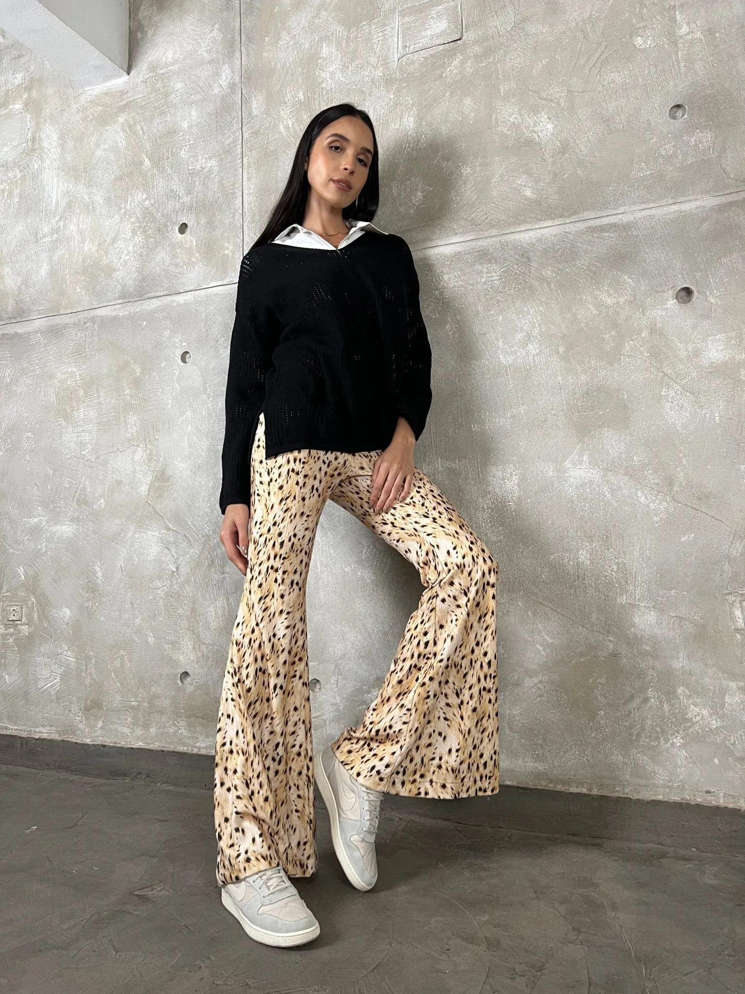 Leopard Flared Corduroy Pants