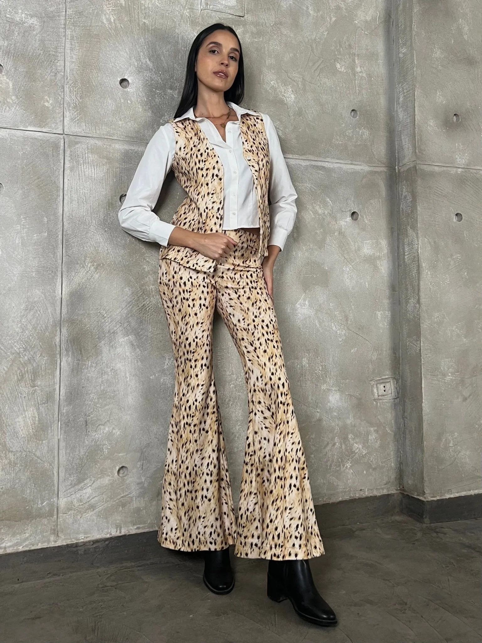 Leopard Flared Corduroy Pants