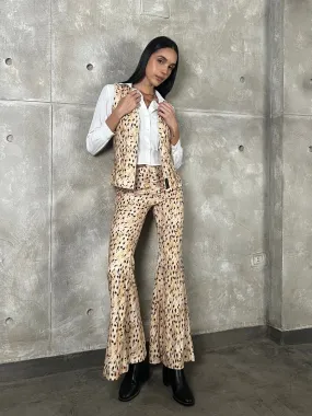 Leopard Flared Corduroy Pants