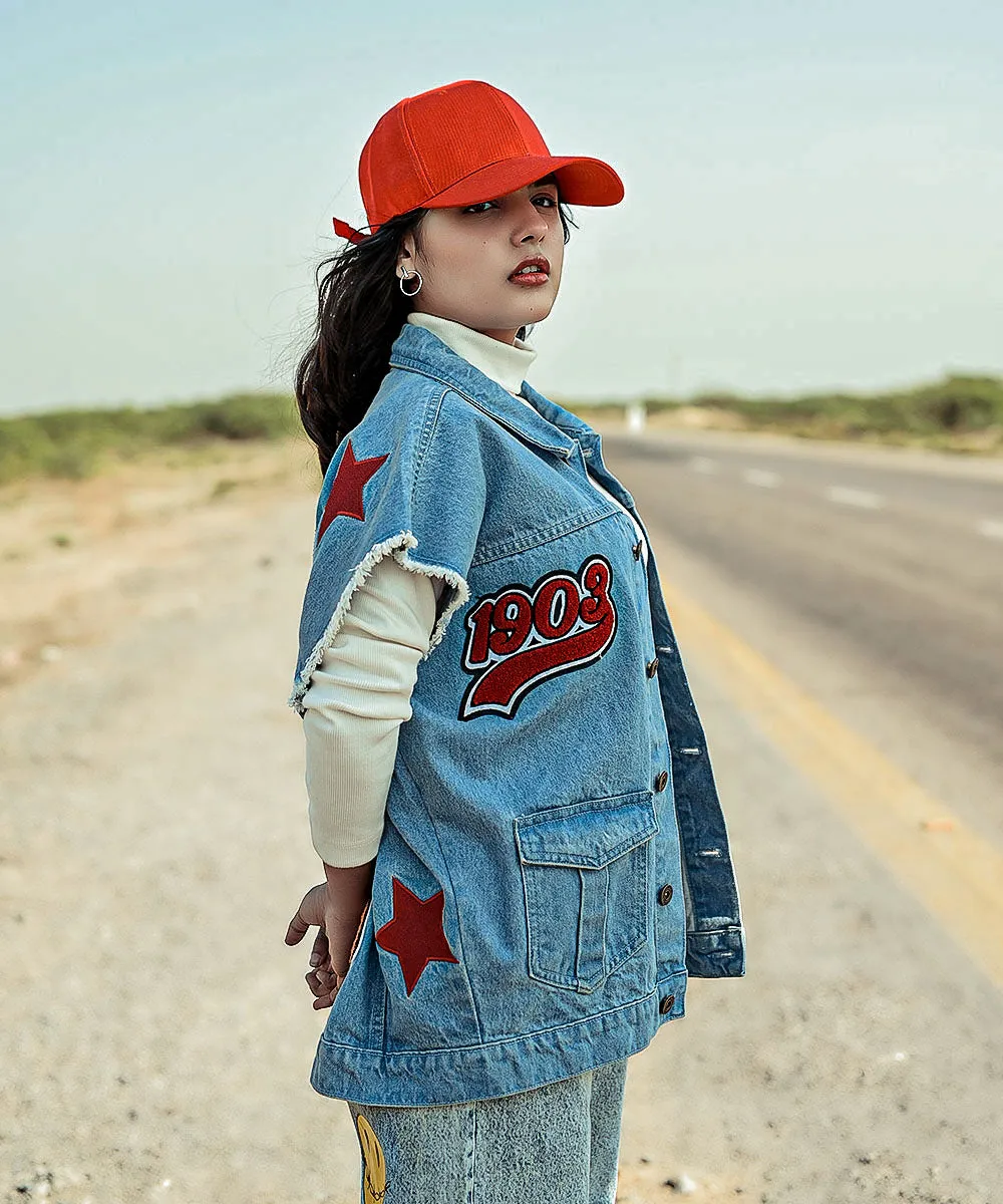 Limited Edition Light Blue Denim Vest Women | El Denim Vol. 1: Highway | Weave Wardrobe