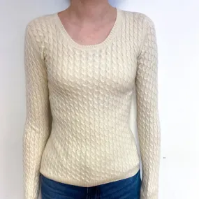 Loro Piana Cream Cable Cashmere Crew Neck Jumper Extra Small
