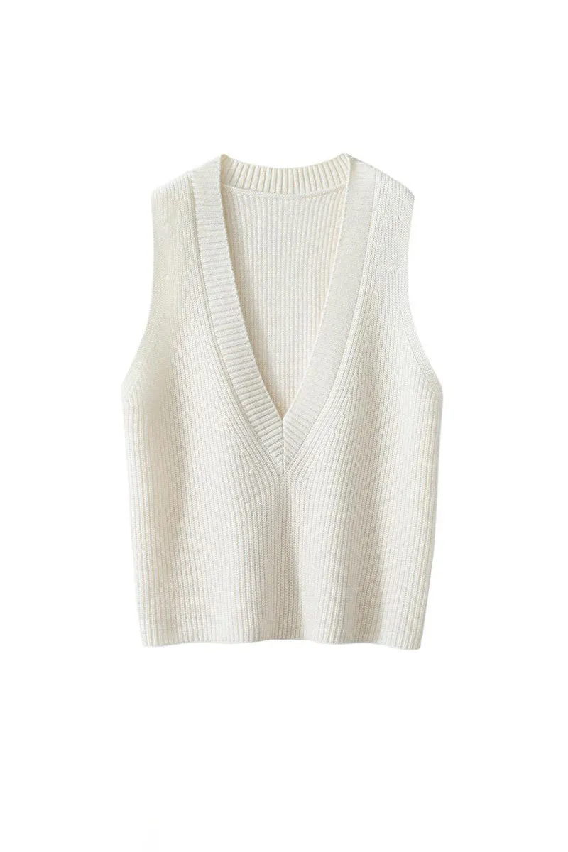 Luxe Cashmere Deep V-Neck Sweater Vest