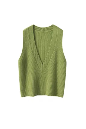 Luxe Cashmere Deep V-Neck Sweater Vest