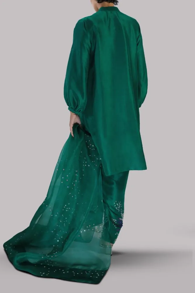 Luxe Edit '24 - Galapagos Green Embellished Raw Silk Set