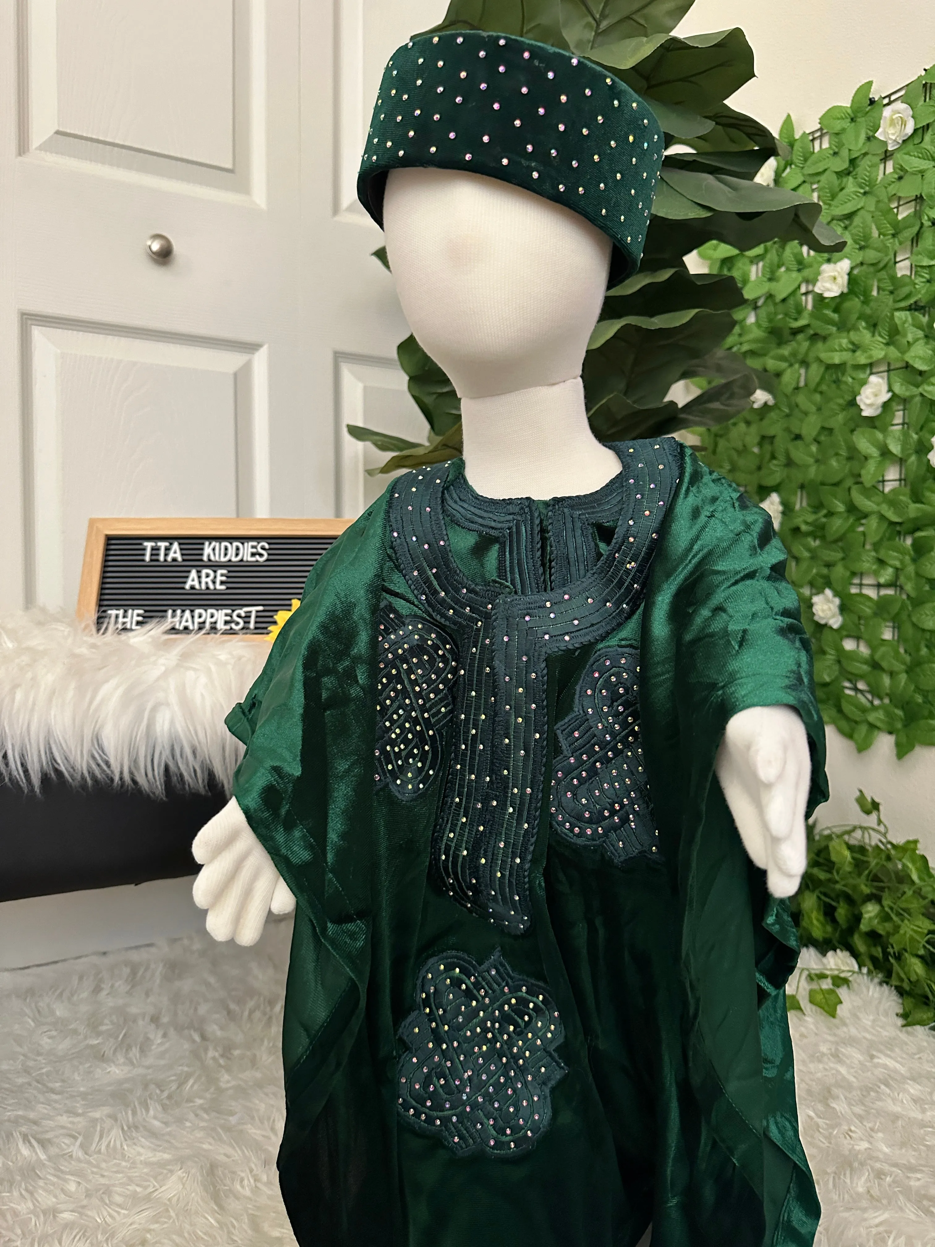 Luxury 4pcs velvet stoned Agbada for a boy