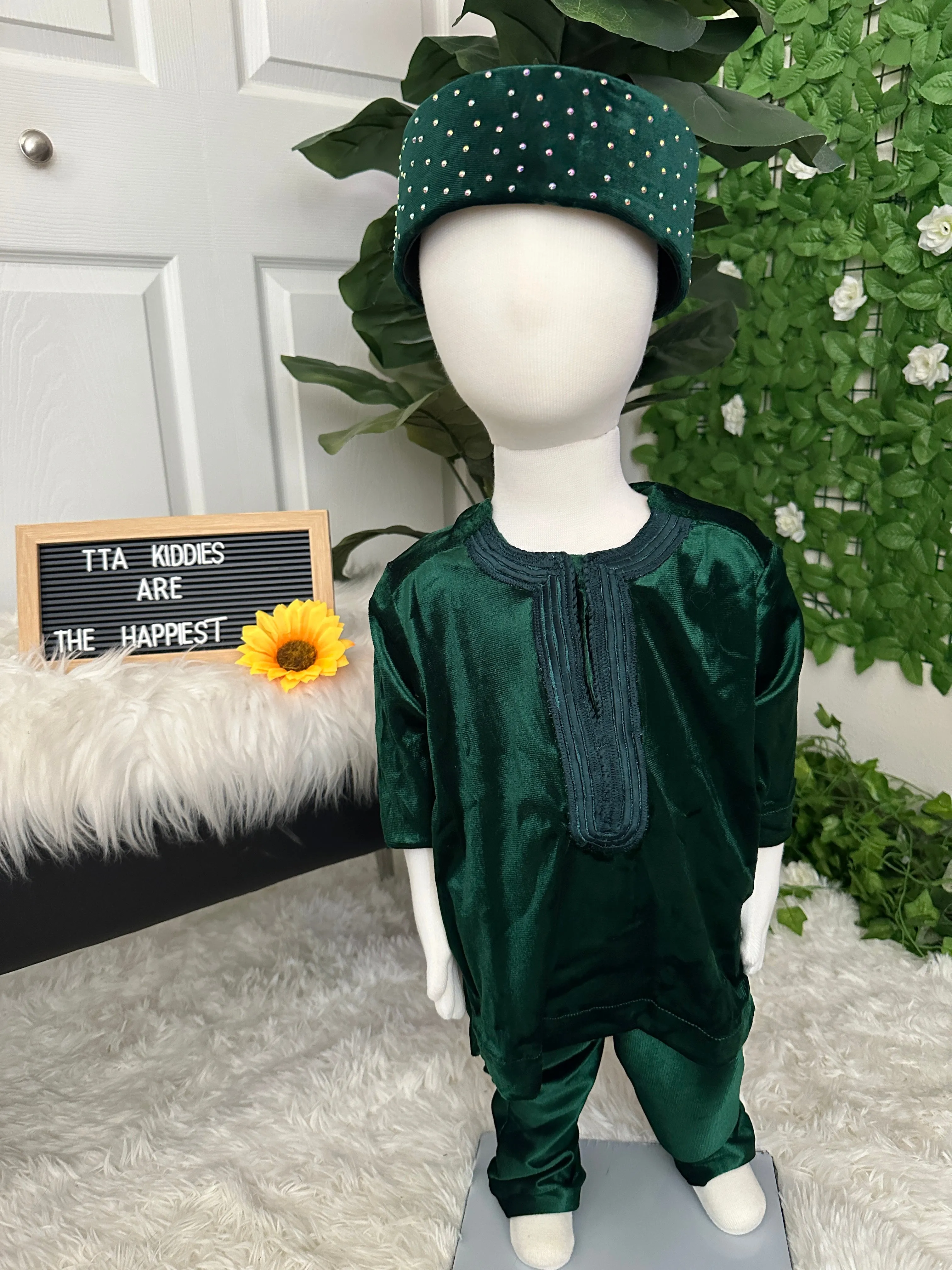 Luxury 4pcs velvet stoned Agbada for a boy