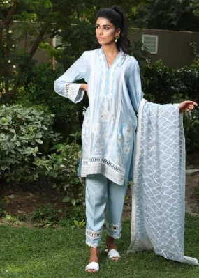 Maheen Trends - Apatite - Sky Blue - 3 Piece - Cotton Silk