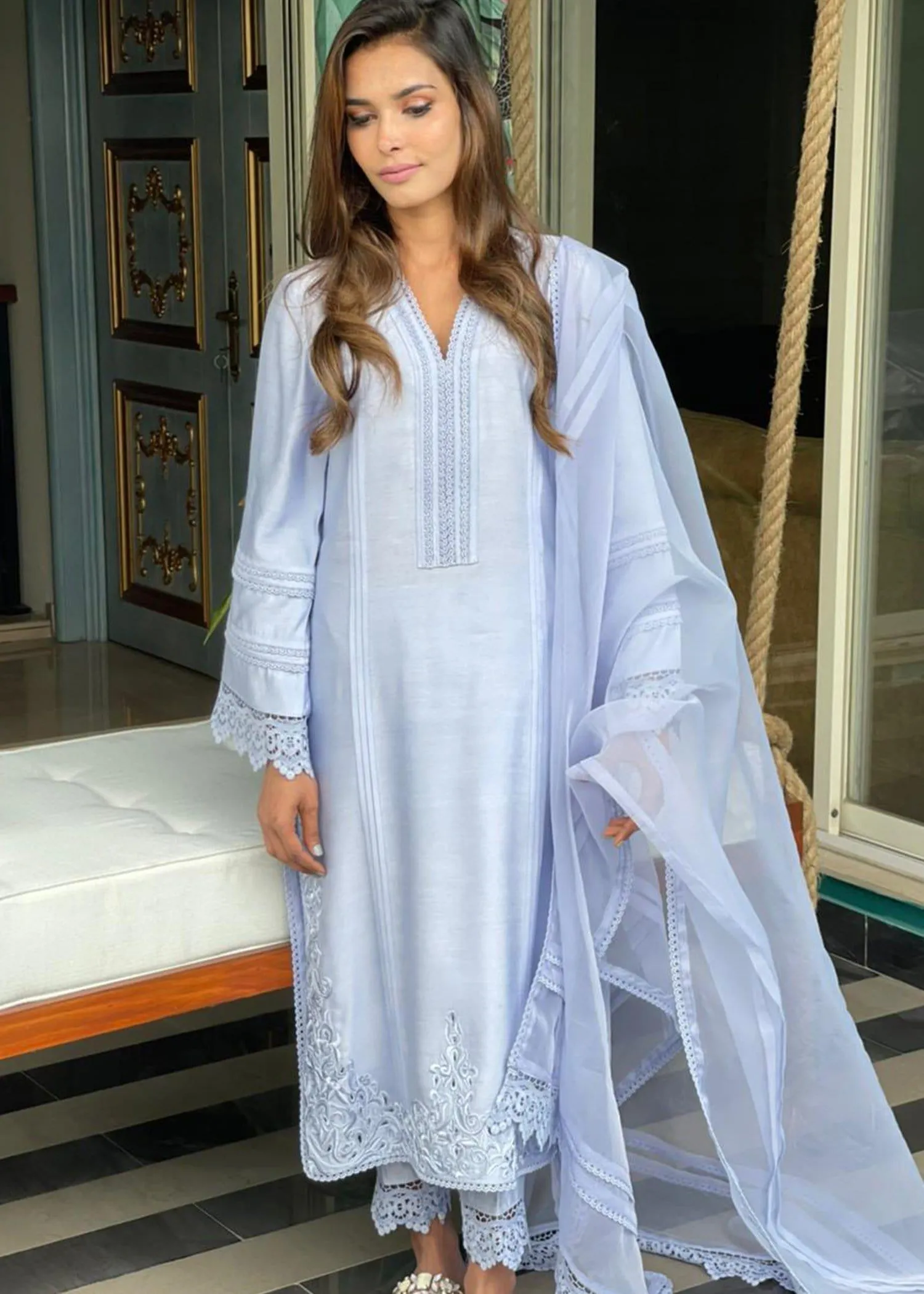 Maheen Trends - Blue bliss - 3 Piece - Cotton Silk