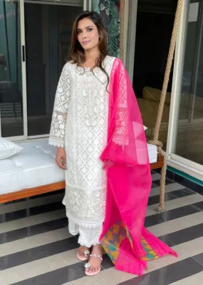 Maheen Trends - Jasmine - White - 2 Piece - Organza