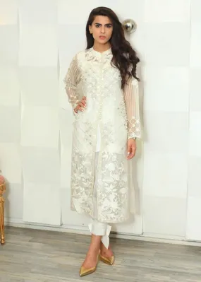 Maheen Trends - Marigold - White - 2 Piece - Silk & Organza