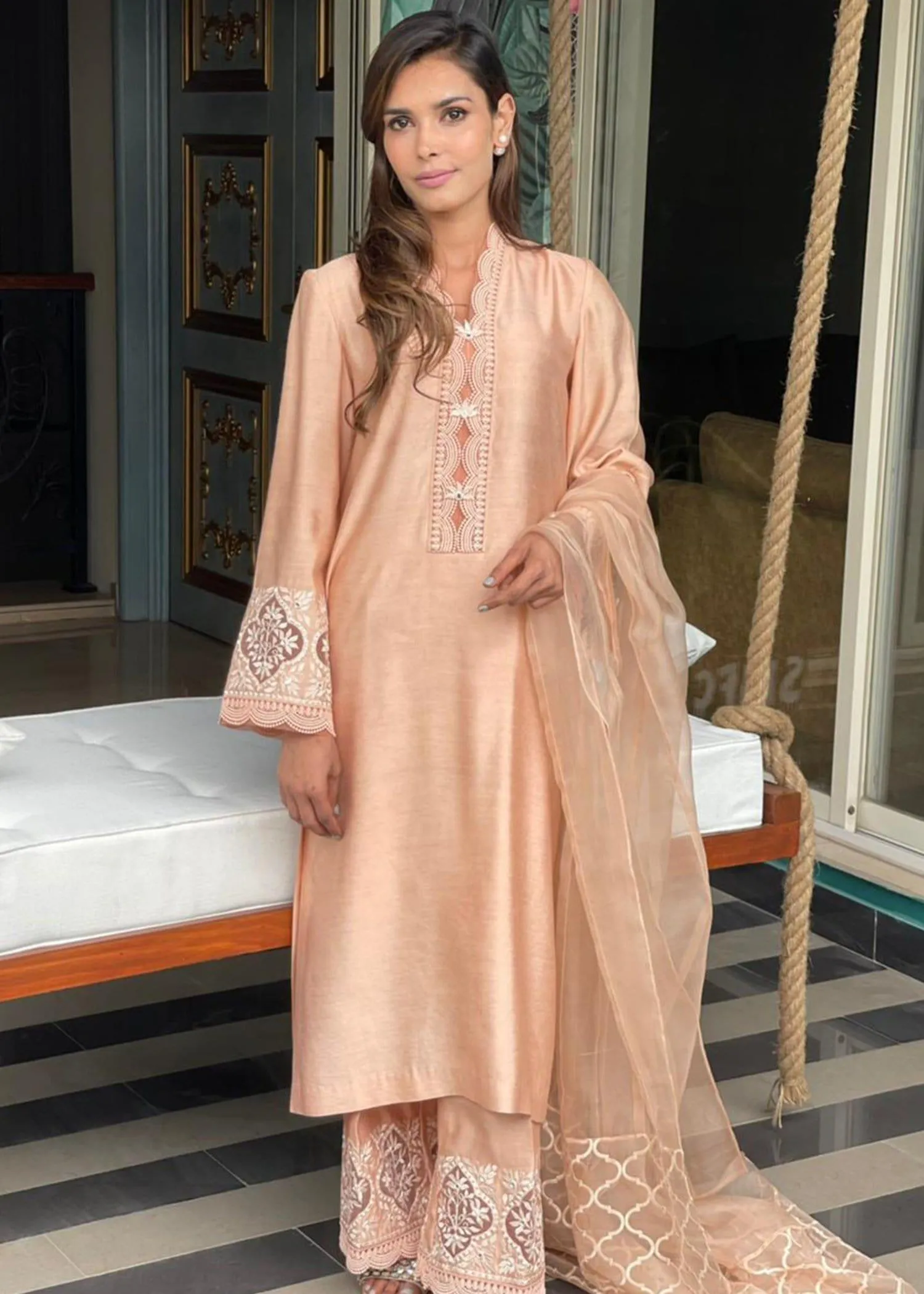 Maheen Trends - Peach harmony - 3 Piece - Cotton Silk