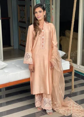 Maheen Trends - Peach harmony - 3 Piece - Cotton Silk