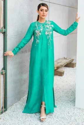 Malook - Azmaray - Green -Raw Silk - 2 Piece