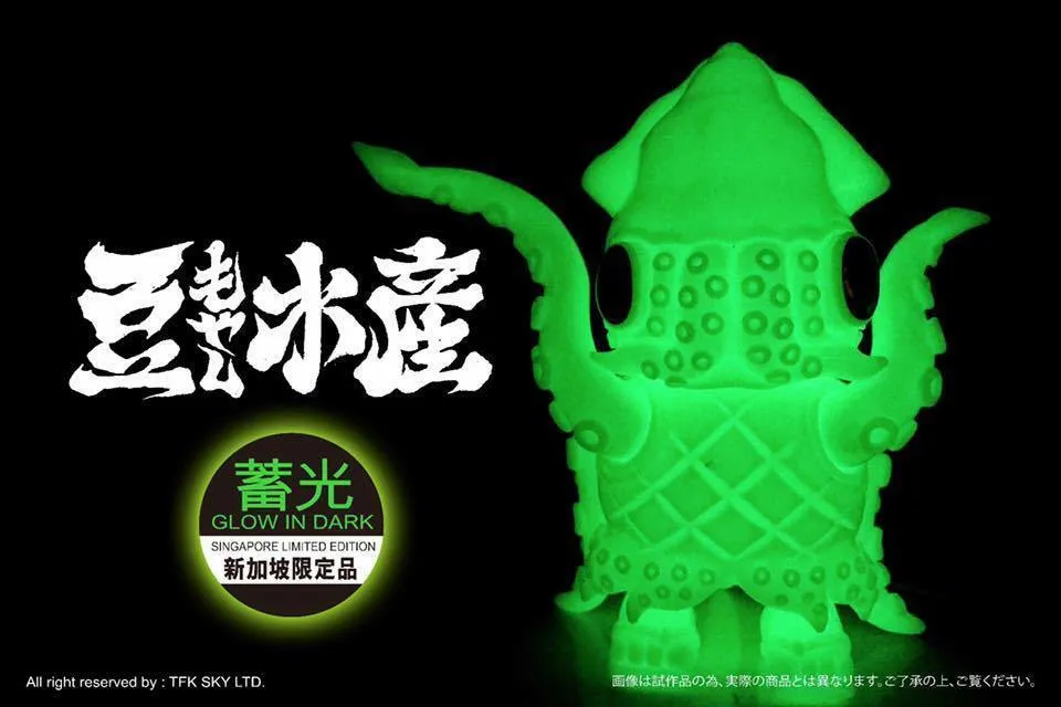 Mame Moyashi Chef Squidiano Sofubi Chino Lam GID Tencho Soft Vinyl Squid Figure