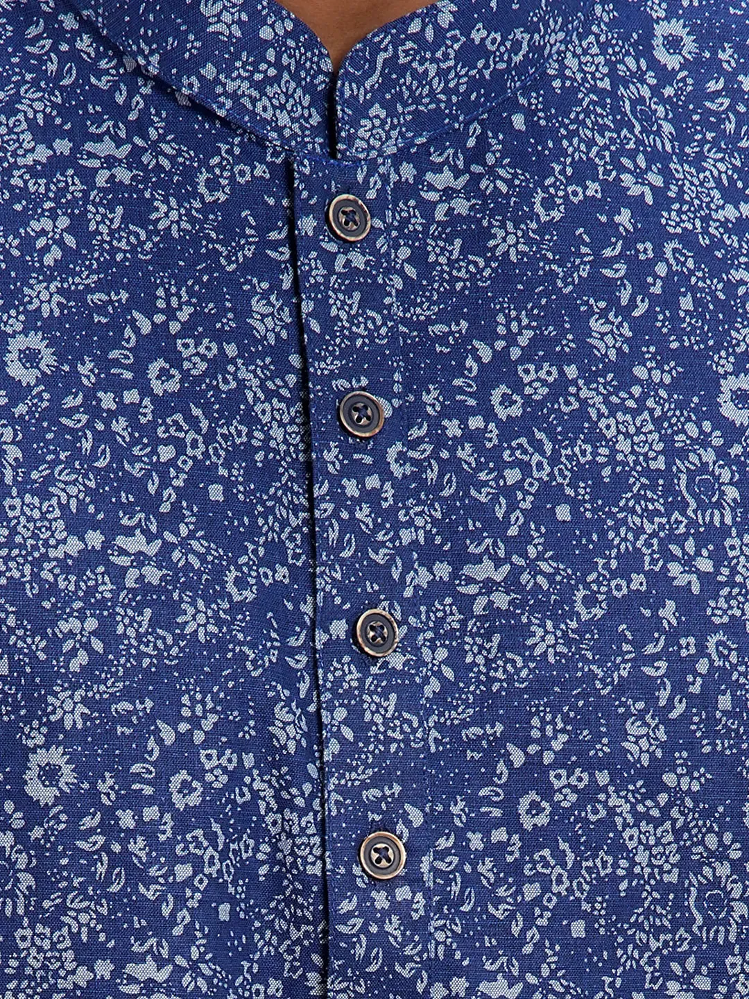 Men's Band  Collar Printed Casual  Half Sleeve Shirt