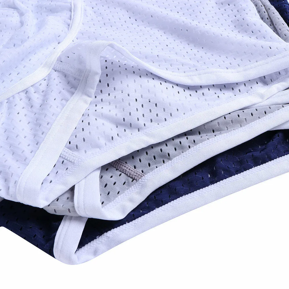 Men's Low Waist Ice Silk Mesh Breathable Boxer Underwear with Convex Pouch