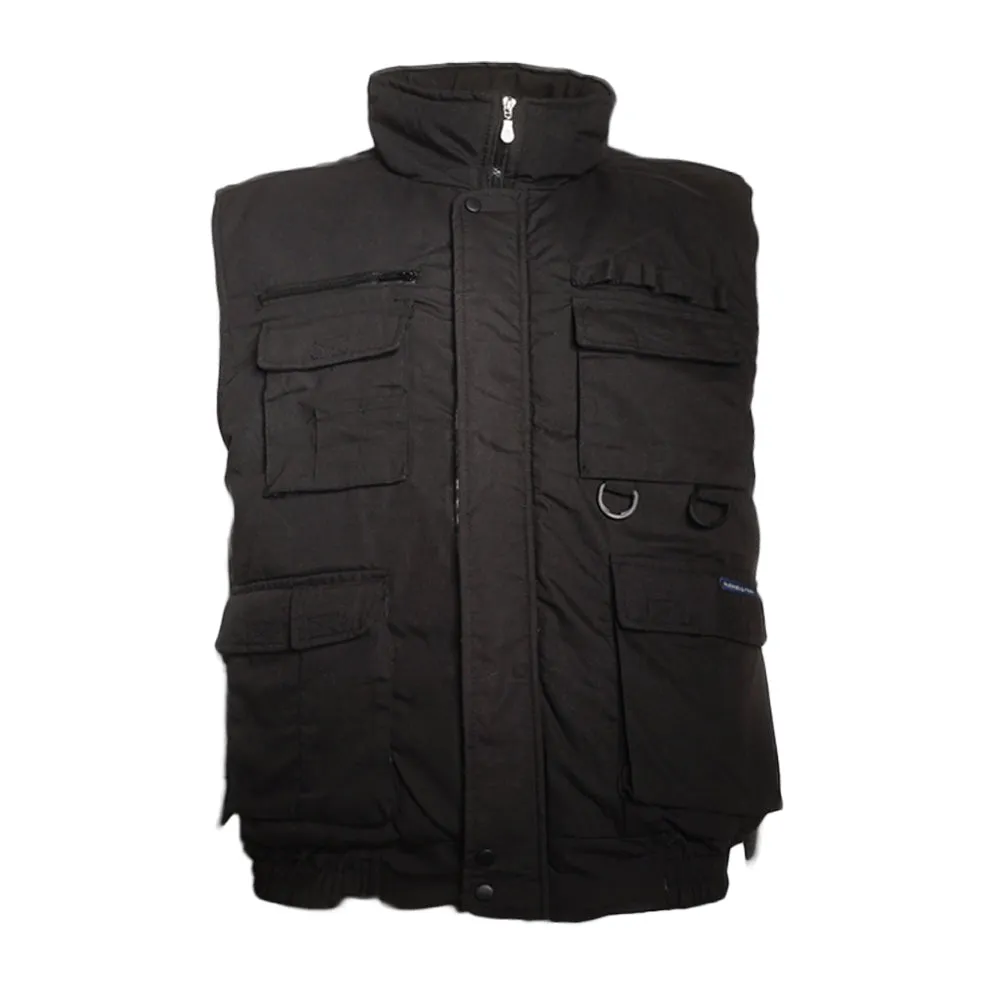 Men's Vest Sleeveless Zip Up Padded Front Pocket Mock Neck Puffy Utility Vest