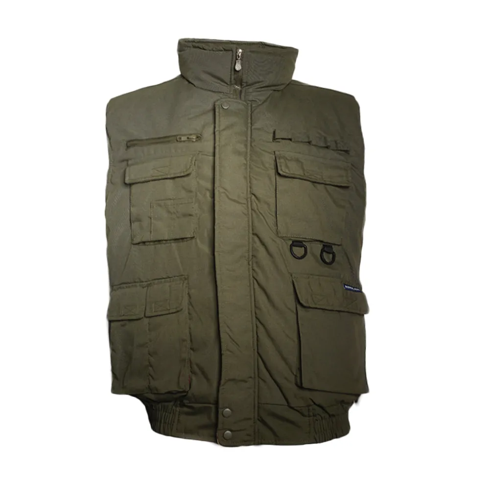 Men's Vest Sleeveless Zip Up Padded Front Pocket Mock Neck Puffy Utility Vest