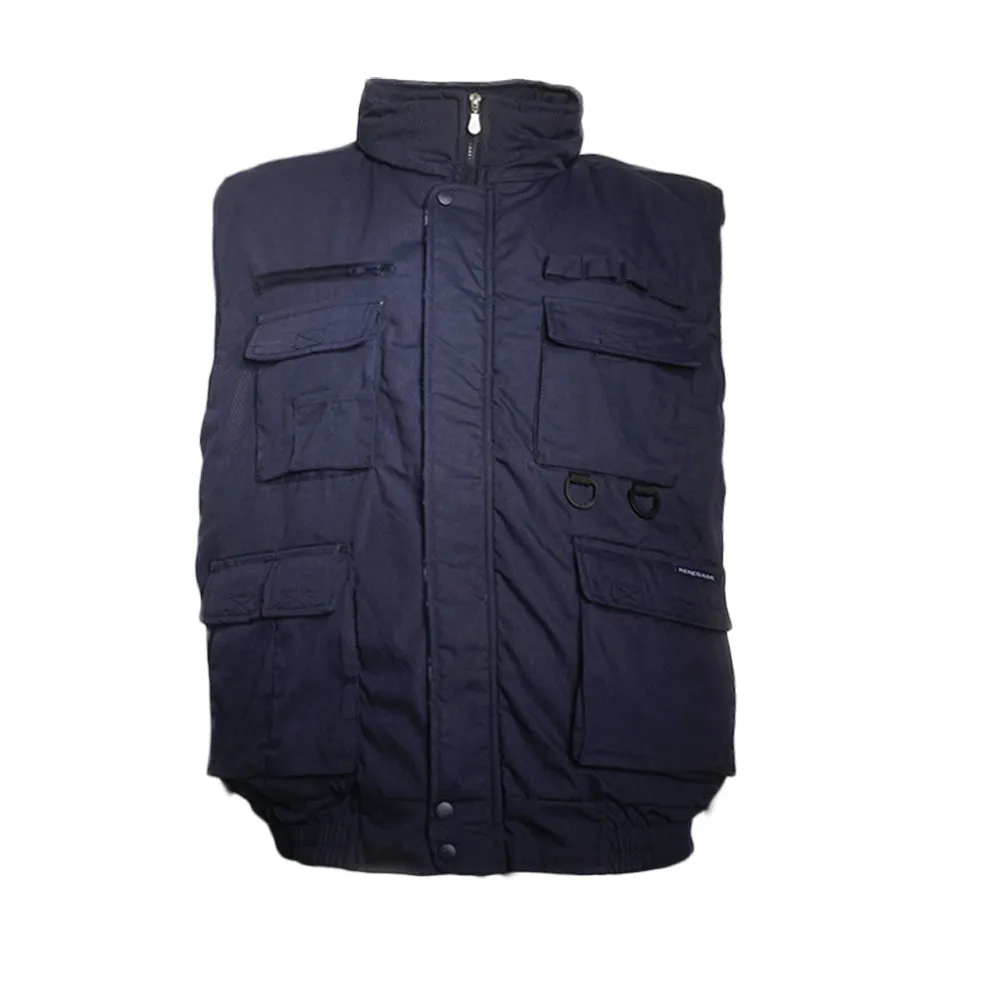 Men's Vest Sleeveless Zip Up Padded Front Pocket Mock Neck Puffy Utility Vest