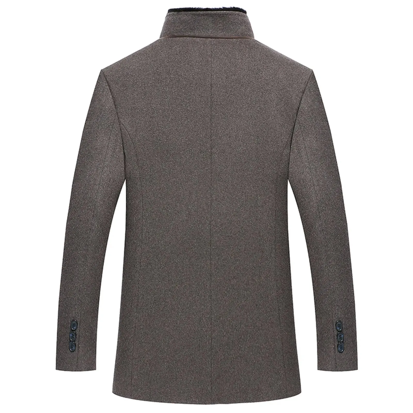 Men's Winter Woolen Coat with Fur Collar | Business Casual, Thickened for Cold Weather
