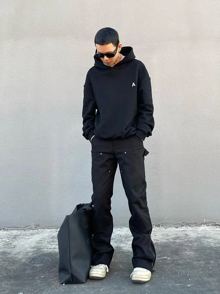 Micro-flared Zipper Overalls Pants