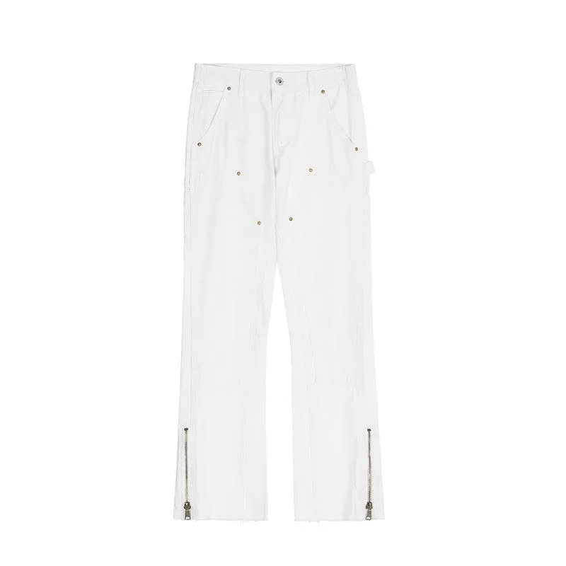 Micro-flared Zipper Overalls Pants