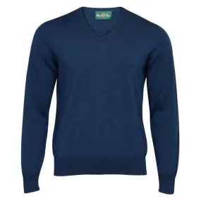 Millbreck Merino Wool Vee Neck Jumper - Indigo