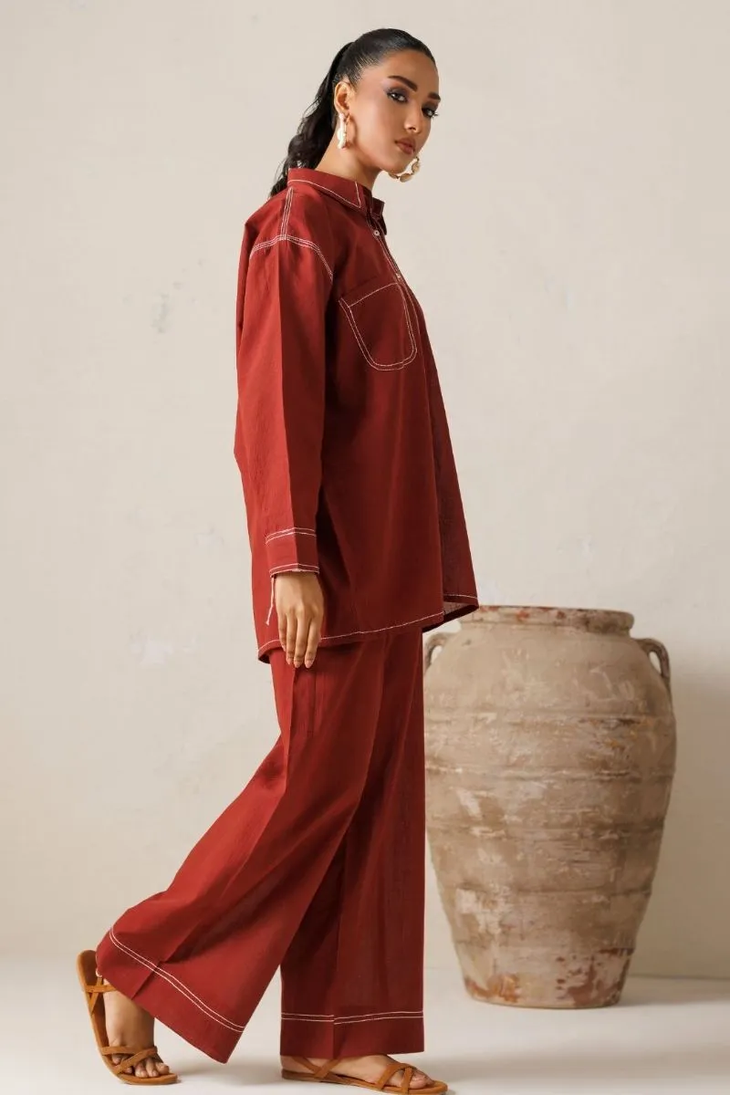 Minutiae - Pecan Co-Ord - Irish Linen - Rust - 2 Piece