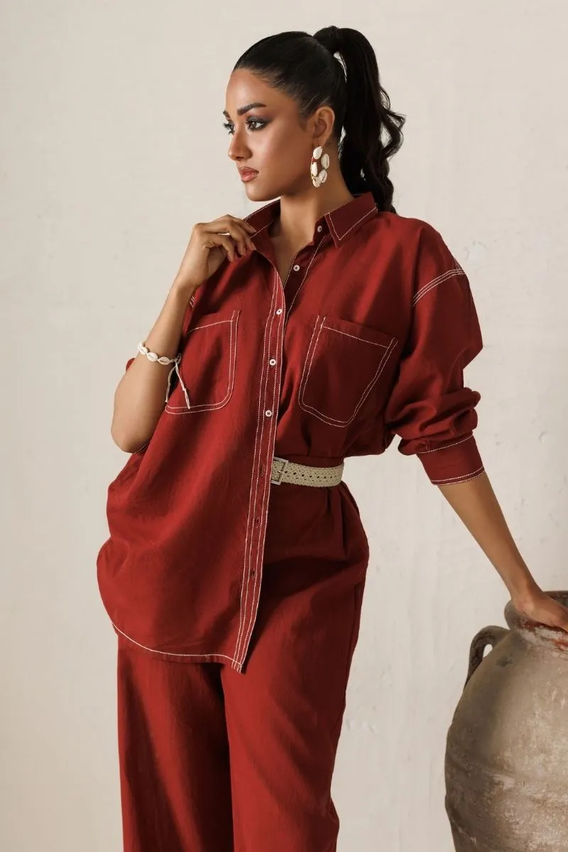 Minutiae - Pecan Co-Ord - Irish Linen - Rust - 2 Piece