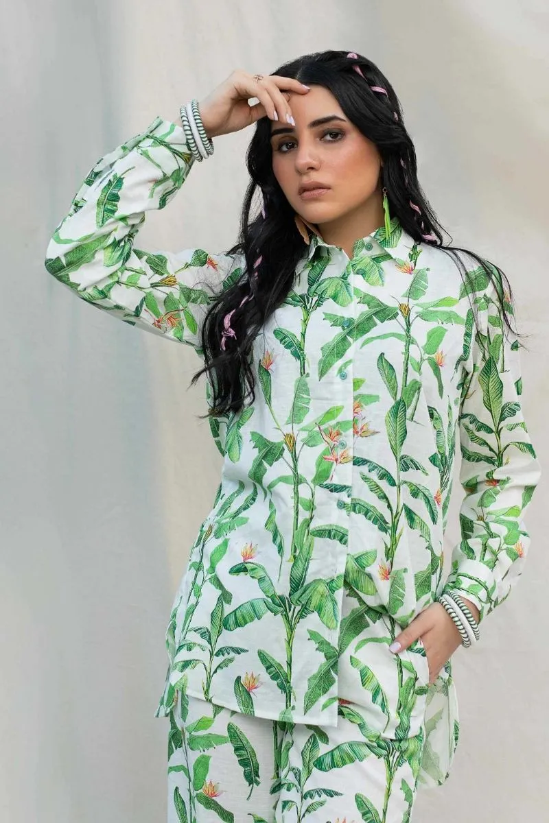 Minutiae - Sage - Pure Cotton Slub - White/Green - 2 Piece