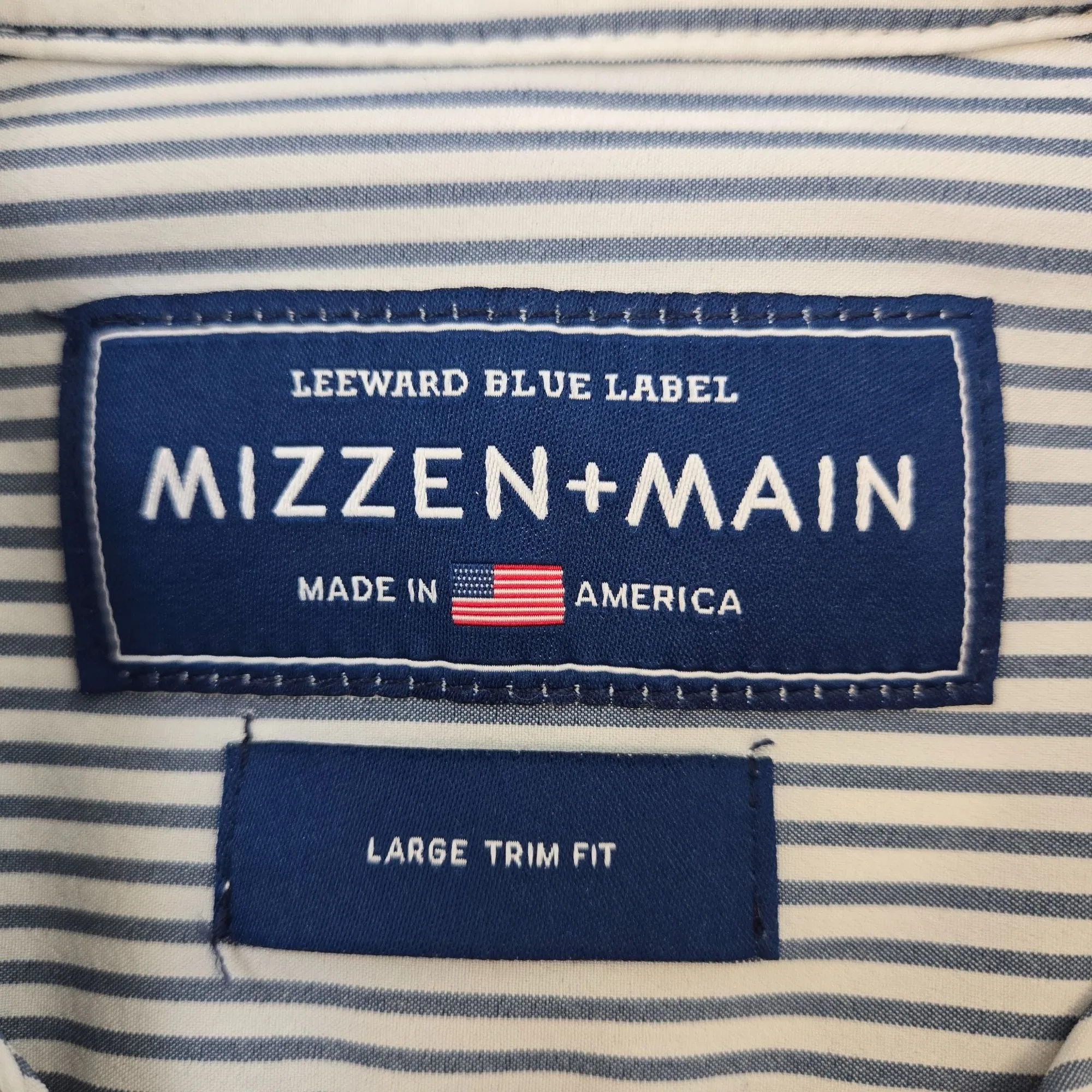 Mizzen Main Leeward Trim Fit Striped Activewear Tech Button Down Shirt Size Large