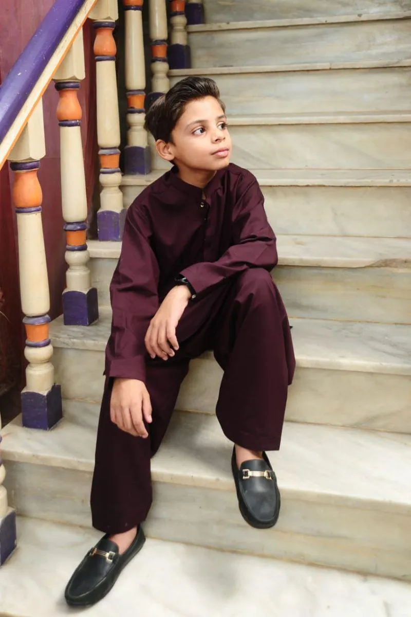 Mom4Little - Burgundy shalwar kameez set