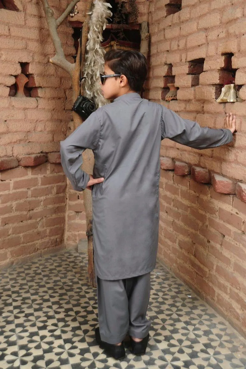 Mom4Little - Grey Kameez Shalwar Set